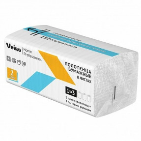 Полотенца бумажные Veiro Home Professional, V-сложение, 1 слой, 132 шт/упак (KV32-132)