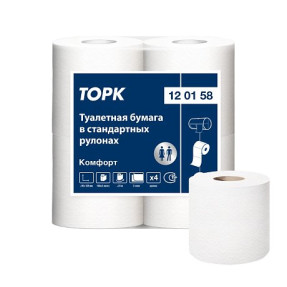 Бумага туалетная ТОРК Комфорт Т4 в стандартных рулонах, 4 рул., 23 м/рул, 2 слоя (120158)