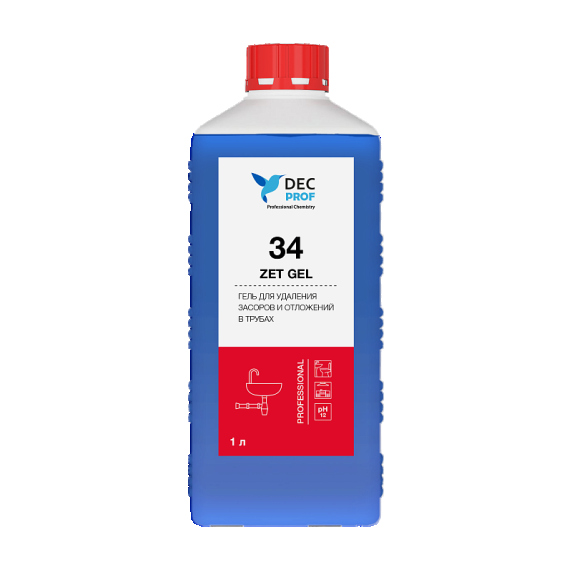 DEC PROF 34 ZET GEL, Гель для удаления засоров, 1л