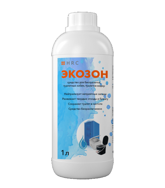 ЭКОЗОН Концентрированное дезодорирующее, консервирующее средство для биотуалетов и туалетов-ведер 1л.