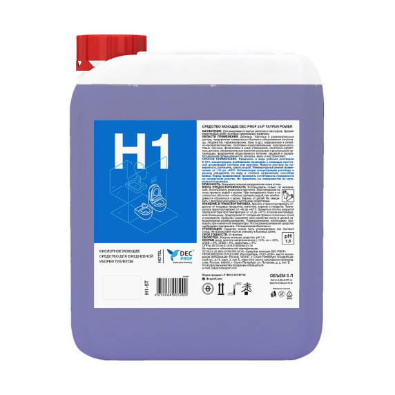DEC PROF H1 Кислотное моющее средство для ежедневной уборки туалетов, 5л