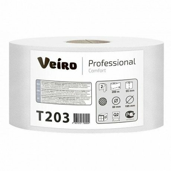 Бумага туалетная Veiro Professional Comfort, 2 слоя, 1 рулон, 200 м (T203)